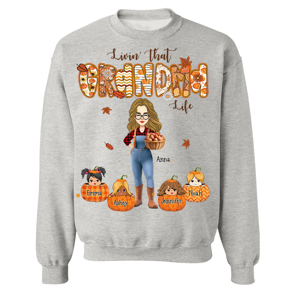 Living That Grandma Life - Personalized Autumn Shirt Family Gifts For Grandma NA04 Li29
