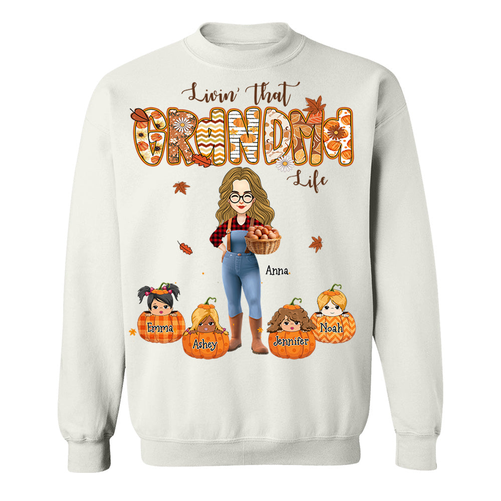 Living That Grandma Life - Personalized Autumn Shirt Family Gifts For Grandma NA04 Li29