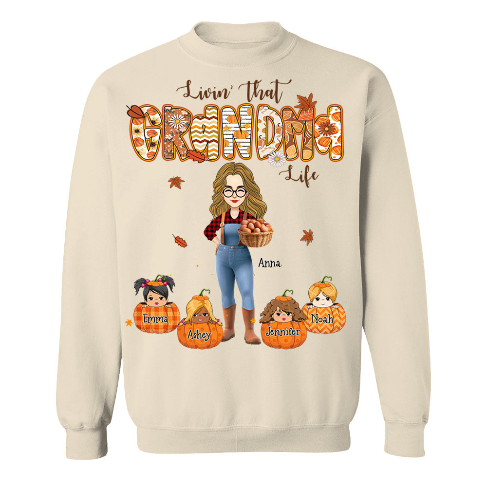 Living That Grandma Life - Personalized Autumn Shirt Family Gifts For Grandma NA04 Li29