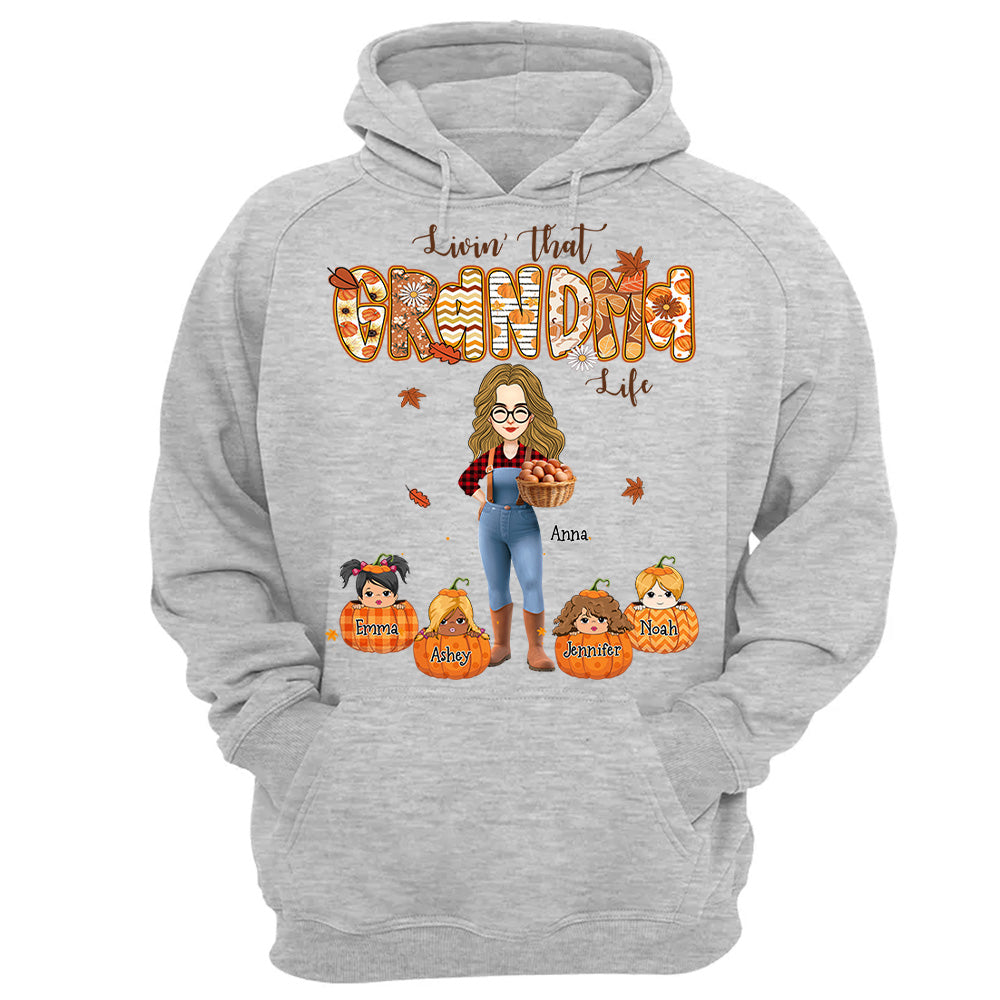 Living That Grandma Life - Personalized Autumn Shirt Family Gifts For Grandma NA04 Li29