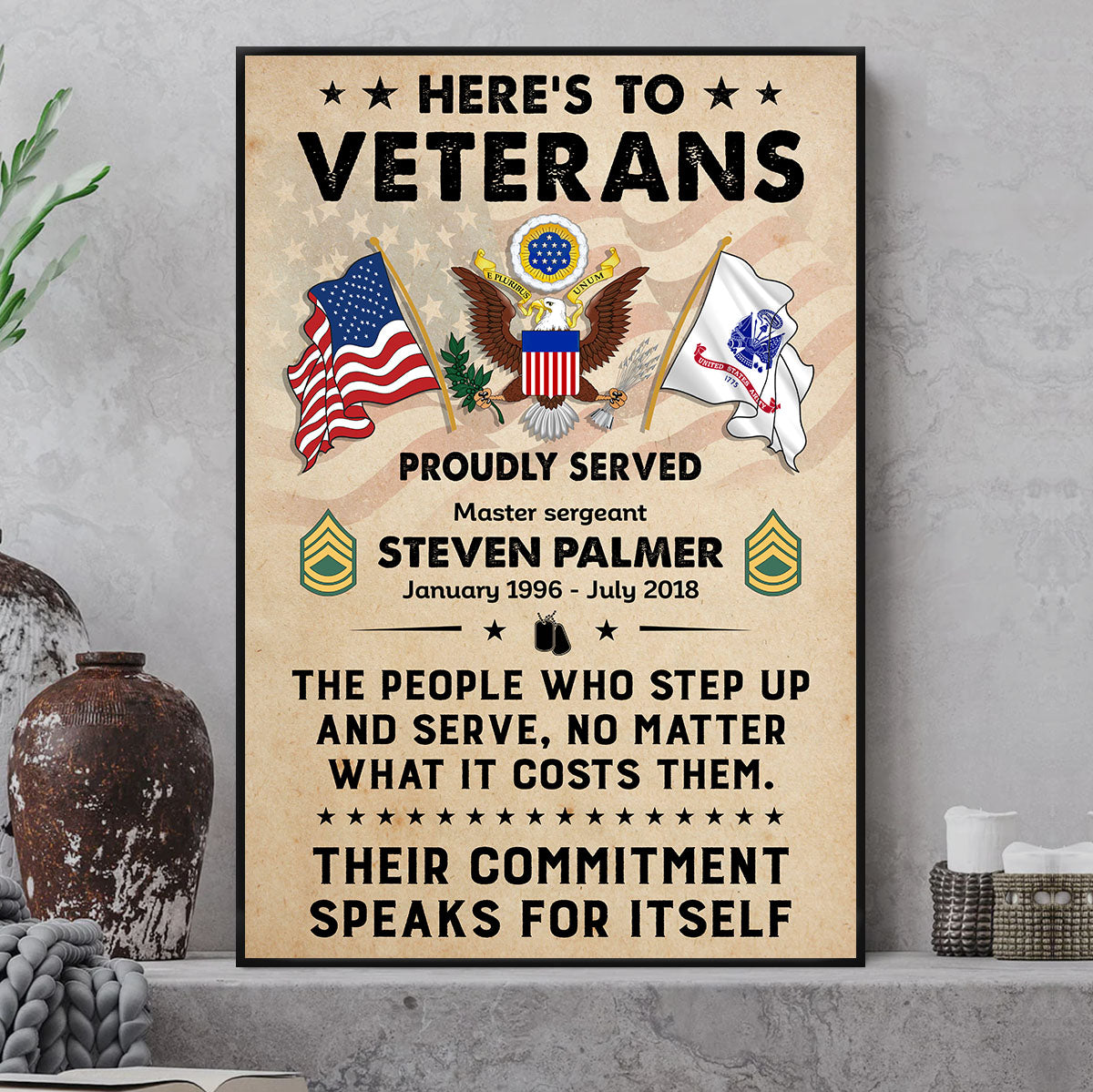Here's To The Veterans Custom Poster And Canvas For Veterans Soldiers K1702