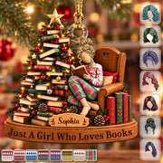 Just A Girl Who Loves Books - Personalized Christmas Ornament For Reading Lovers NA04 Pt99