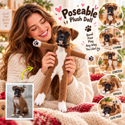 Personalized Boxer Photo Pet Squishy Toy Poseable Plush Doll, Funny Gift For Dog Mom, Dad, Pet Lover T1807 T24 TL06
