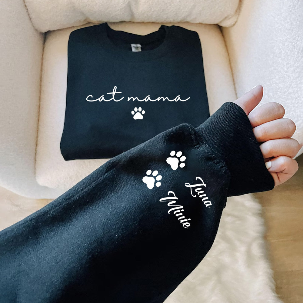 Personalized Cat Mama Sweatshirt With Cat Name, Custom Cat Mom Hoodie, Cute Cat Mommy Outfit, Cat Owner Clothing, Happy Mother's Day Gifts Li29