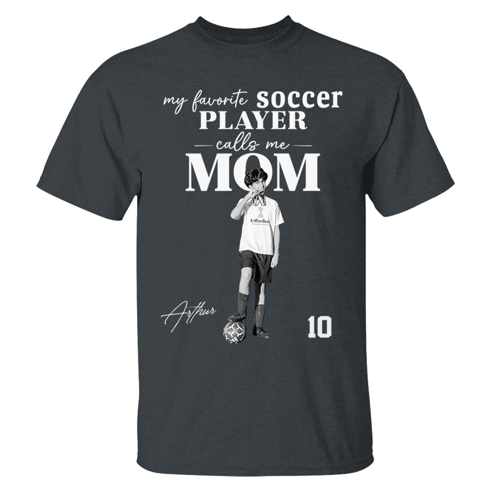 Personalized My Favorite Soccer Player Calls me Mom Washed Tee Retro Bootleg Shirt For Soccer Players T24
