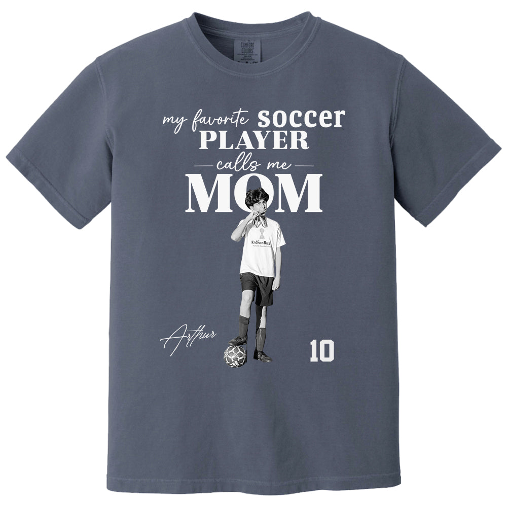 Personalized My Favorite Soccer Player Calls me Mom Washed Tee Retro Bootleg Shirt For Soccer Players T24