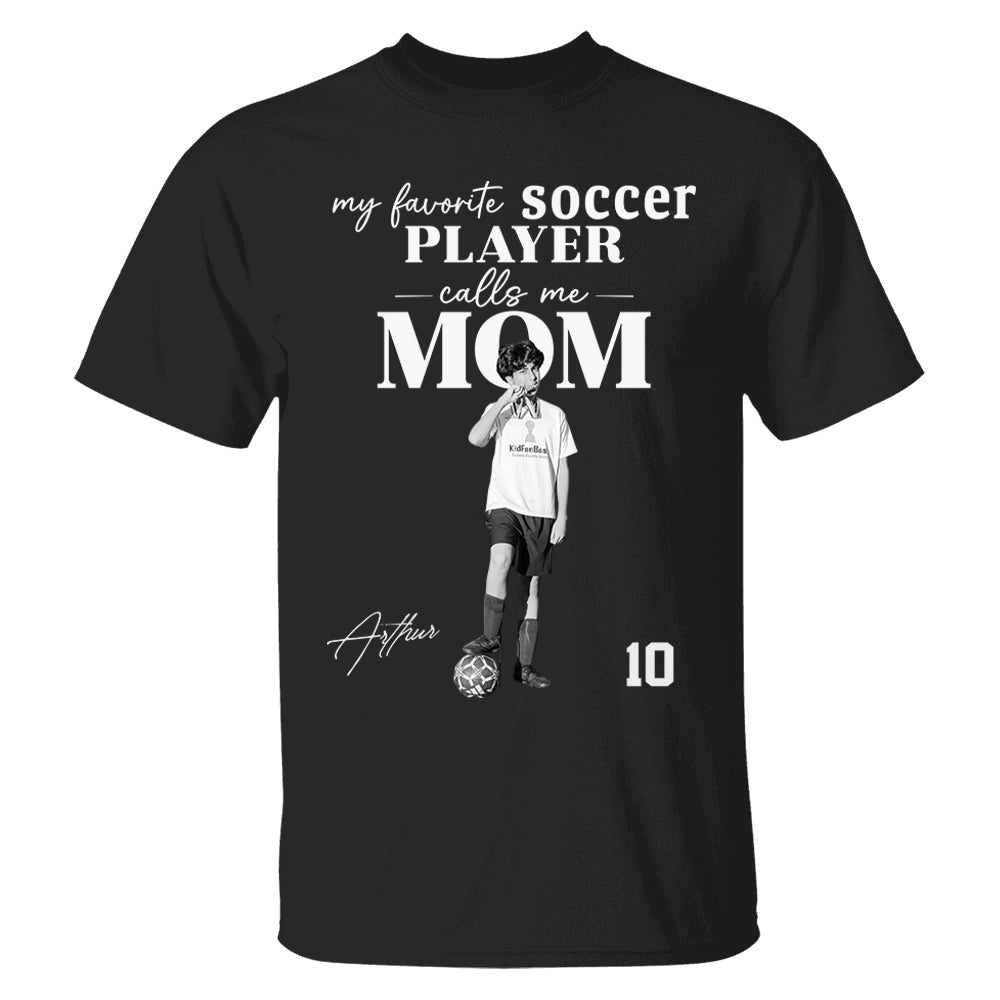 Personalized My Favorite Soccer Player Calls me Mom Washed Tee Retro Bootleg Shirt For Soccer Players T24