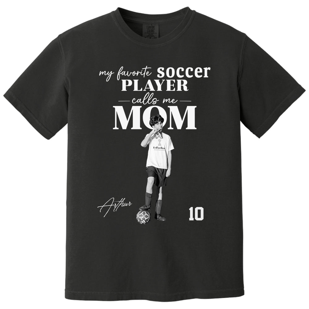 Personalized My Favorite Soccer Player Calls me Mom Washed Tee Retro Bootleg Shirt For Soccer Players T24