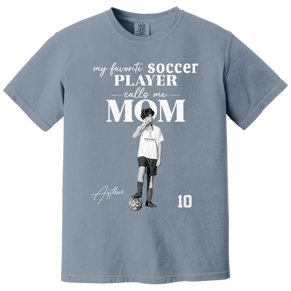 Personalized My Favorite Soccer Player Calls me Mom Washed Tee Retro Bootleg Shirt For Soccer Players T24