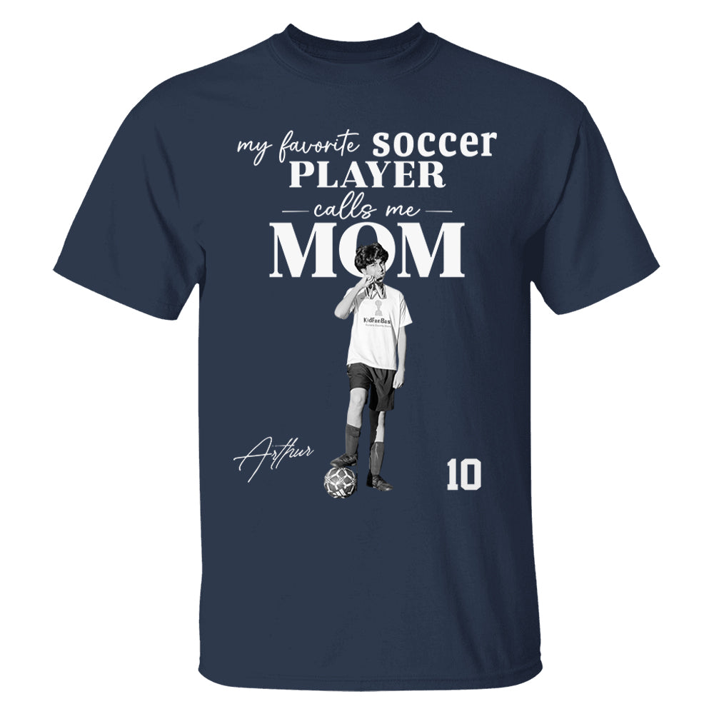 Personalized My Favorite Soccer Player Calls me Mom Washed Tee Retro Bootleg Shirt For Soccer Players T24