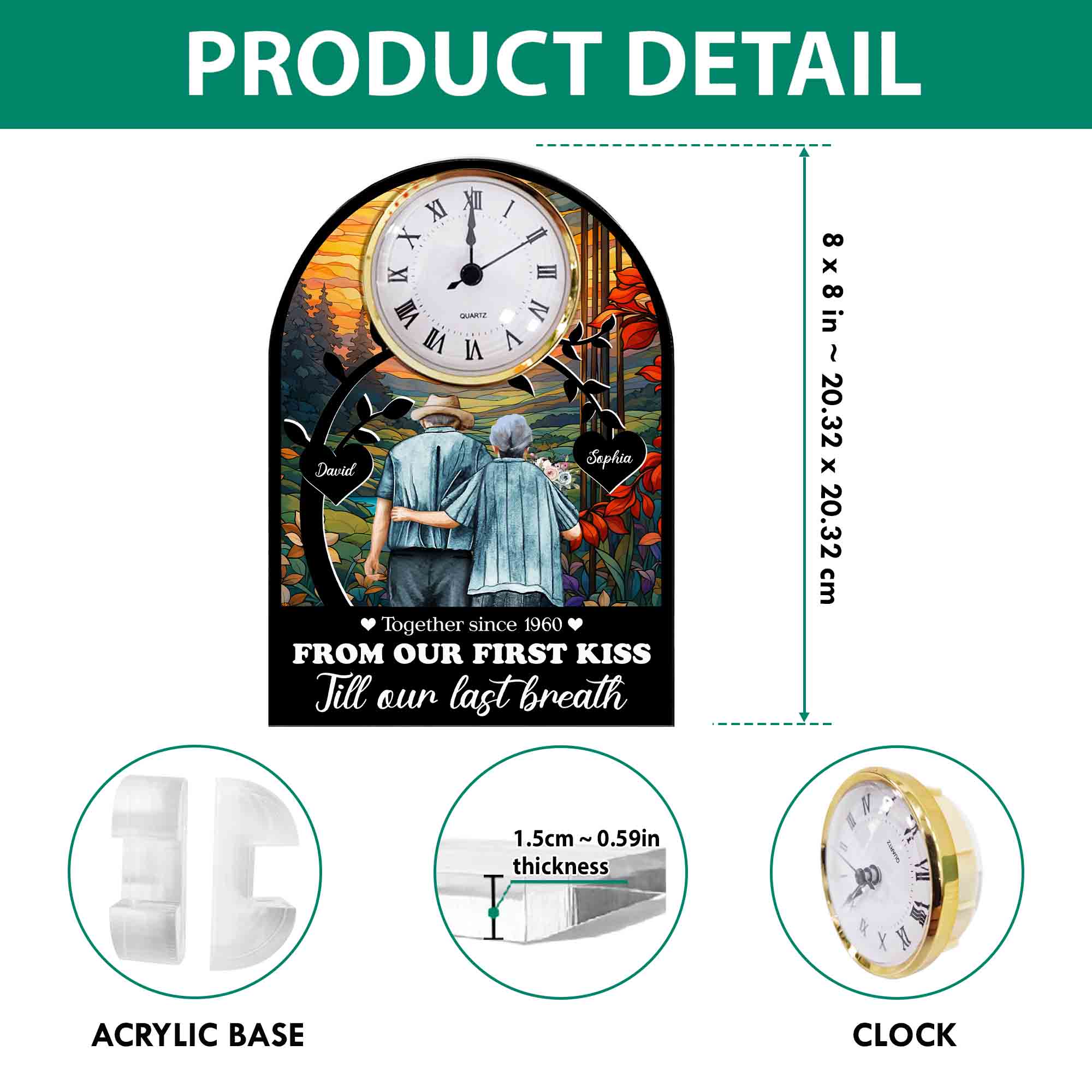 From Our First Kiss Old Couple - Personalized Acrylic Desk Clock - Anniversary Gift For Couple Valentine Day T1807