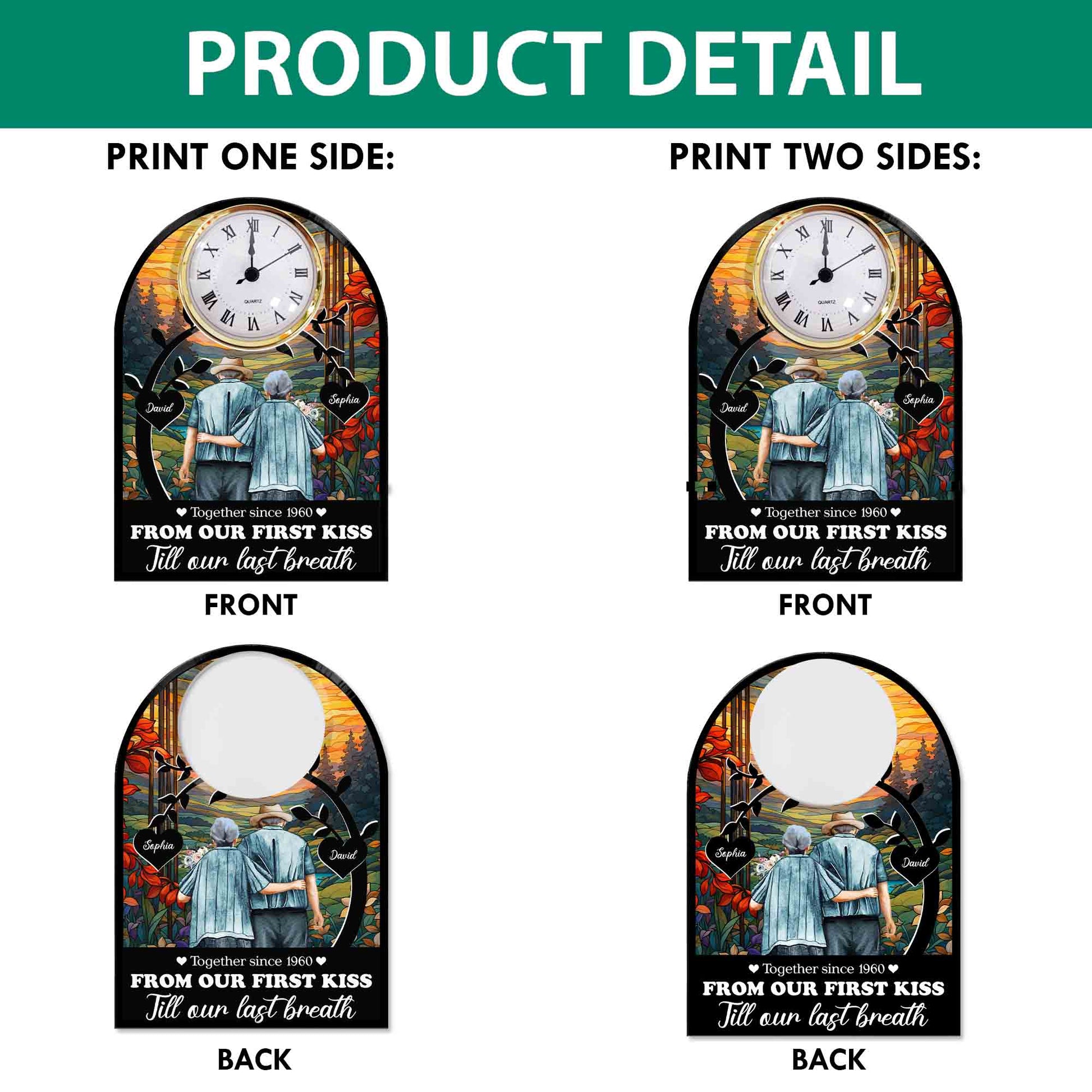 From Our First Kiss Old Couple - Personalized Acrylic Desk Clock - Anniversary Gift For Couple Valentine Day T1807