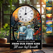 From Our First Kiss Old Couple - Personalized Acrylic Desk Clock - Anniversary Gift For Couple Valentine Day T1807