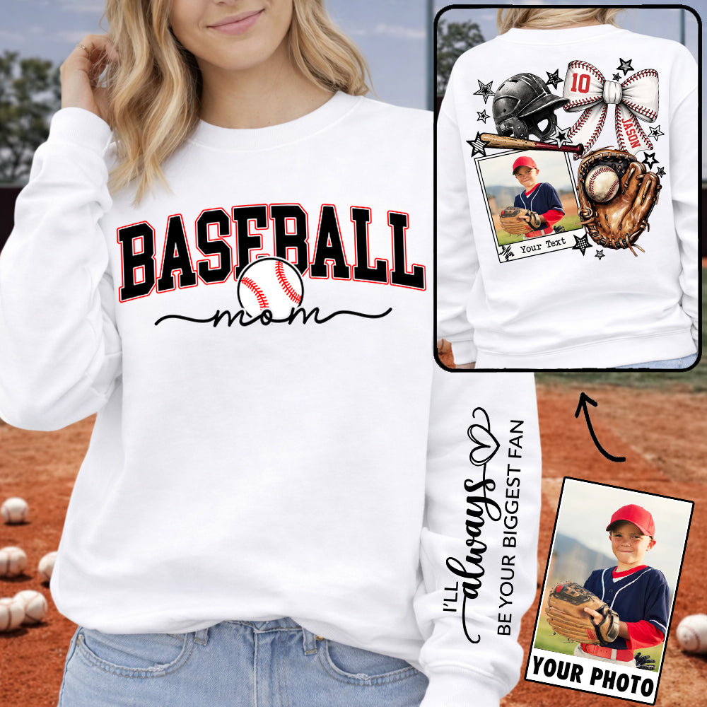 Baseball Mom - Custom Photo Baseball Shirt - Baseball Mom, Dad, Family Shirt T1807