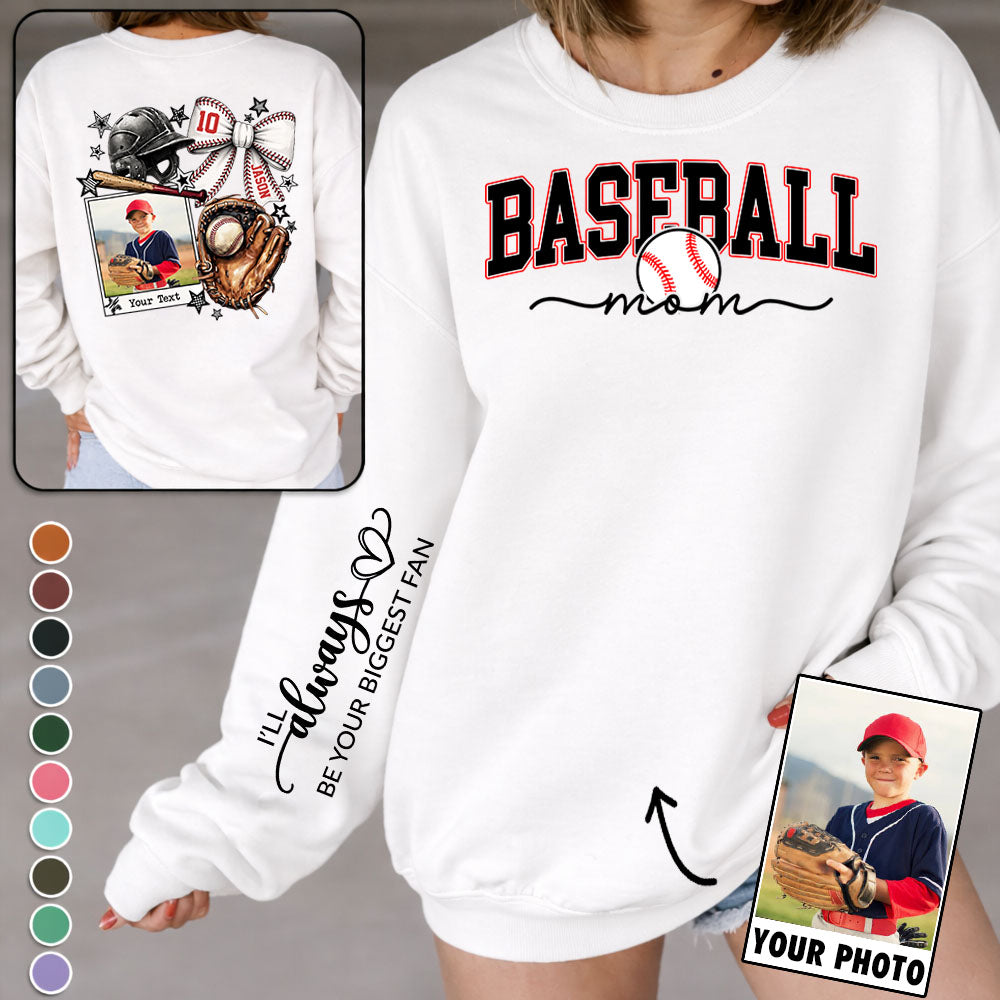 Baseball Mom - Custom Photo Baseball Shirt - Baseball Mom, Dad, Family Shirt T1807