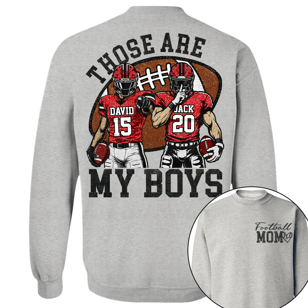 Personalized Football Mom Shirt, Those Are My Boy Sweatshirt, Football Kids Game Day Tee, Retro Cheer Mom Tee Vr2 Na02 Hv01