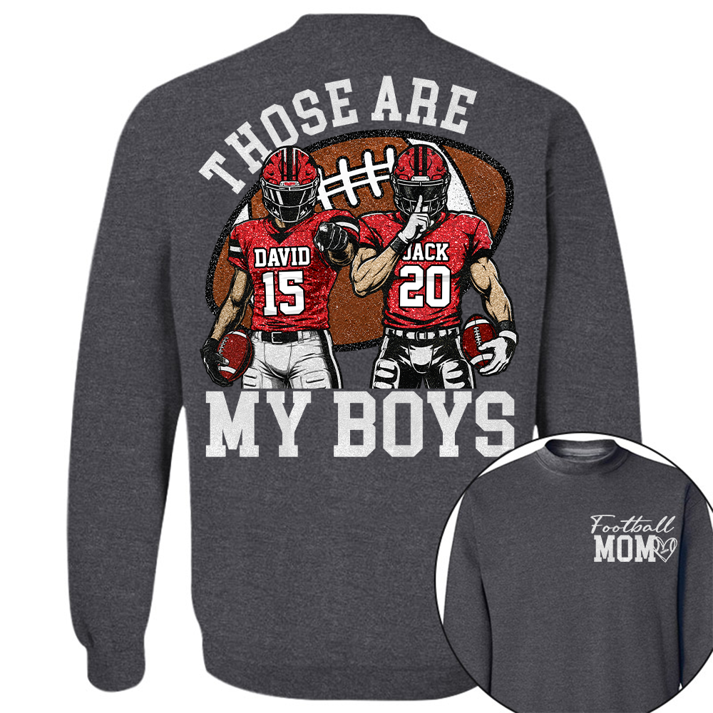 Personalized Football Mom Shirt, Those Are My Boy Sweatshirt, Football Kids Game Day Tee, Retro Cheer Mom Tee Vr2 Na02 Hv01