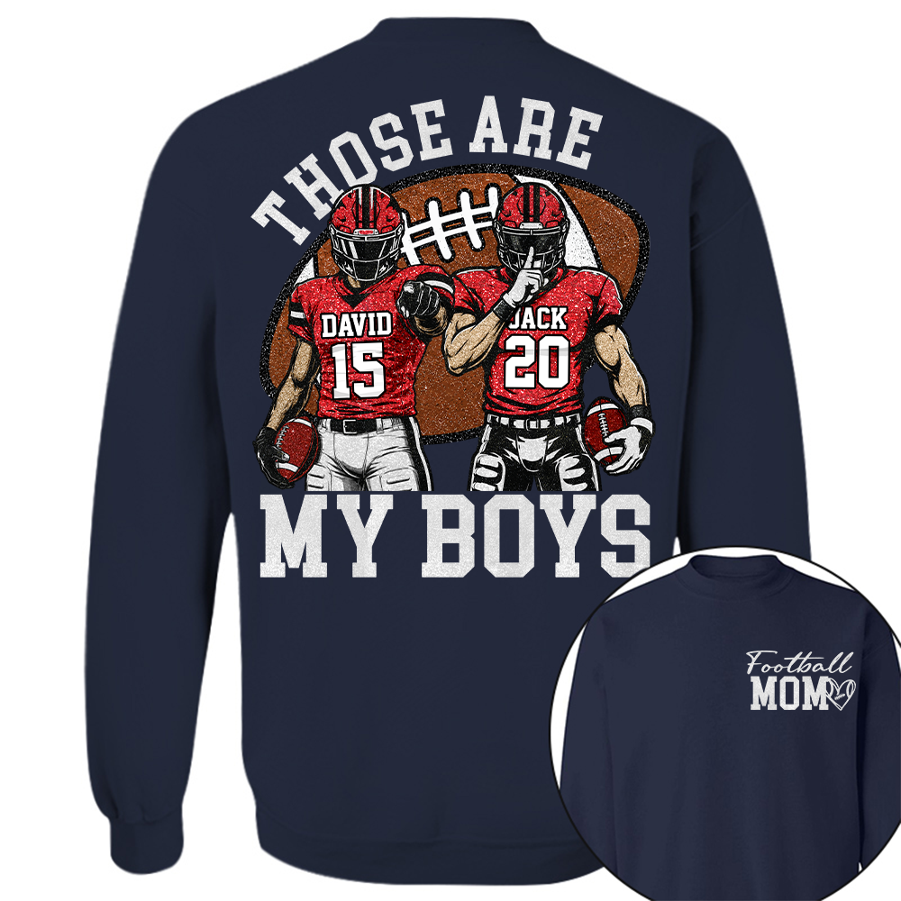Personalized Football Mom Shirt, Those Are My Boy Sweatshirt, Football Kids Game Day Tee, Retro Cheer Mom Tee Vr2 Na02 Hv01