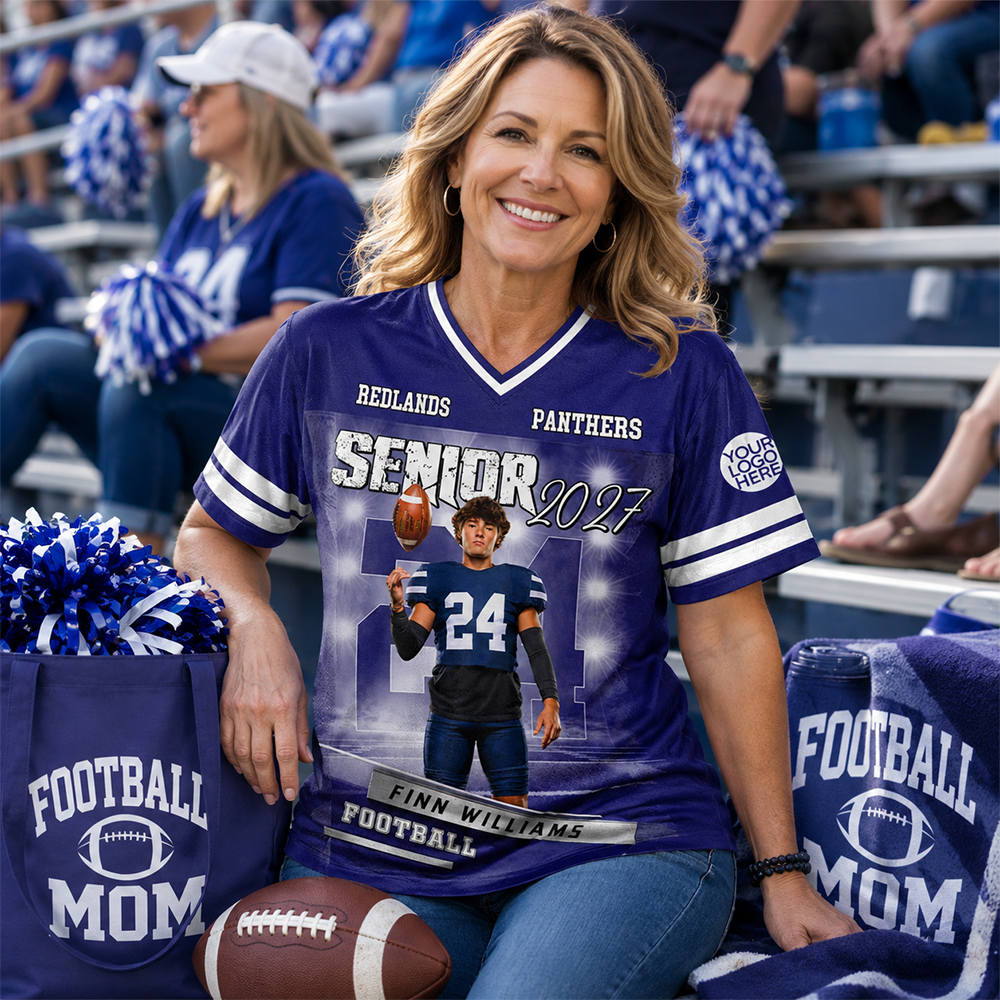 Personalized Senior Football Mom , Custom Photo Football Jersey, Gift  For Football Mom, Dad, Family A2110 Hv01