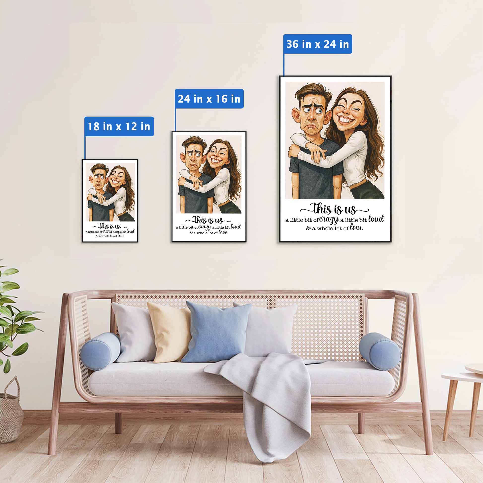 Custom Photo Poster Gifts For Couple - Personalized Upload Photo Caricature Canvas Print Pt99