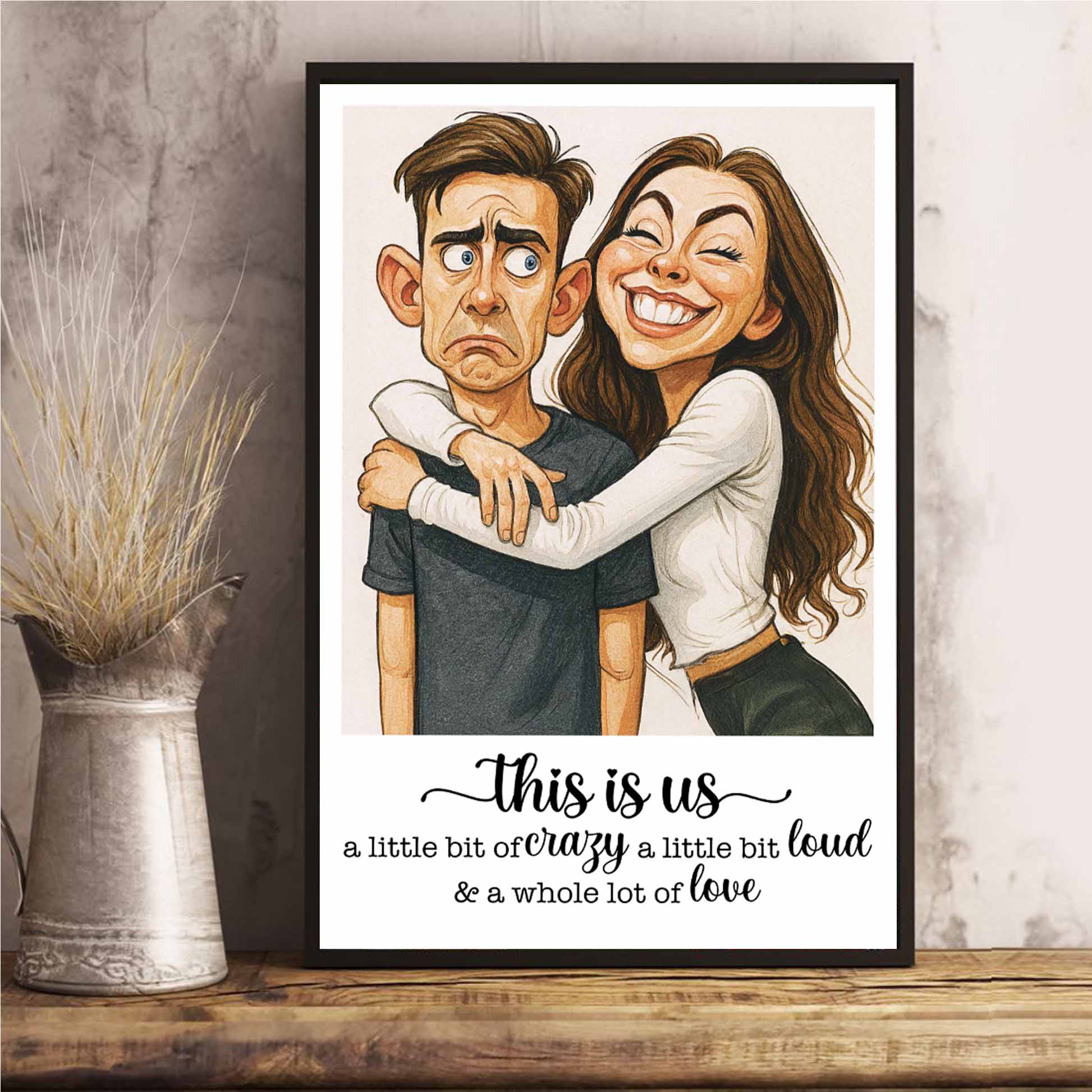 Custom Photo Poster Gifts For Couple - Personalized Upload Photo Caricature Canvas Print Pt99