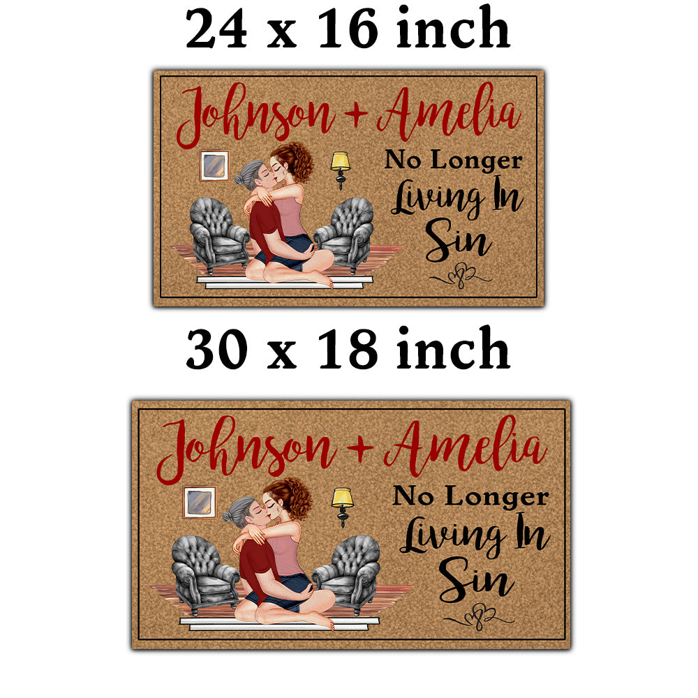 Personalized Doormat For Couples - Another Year Living In Sin NA04 Nh00