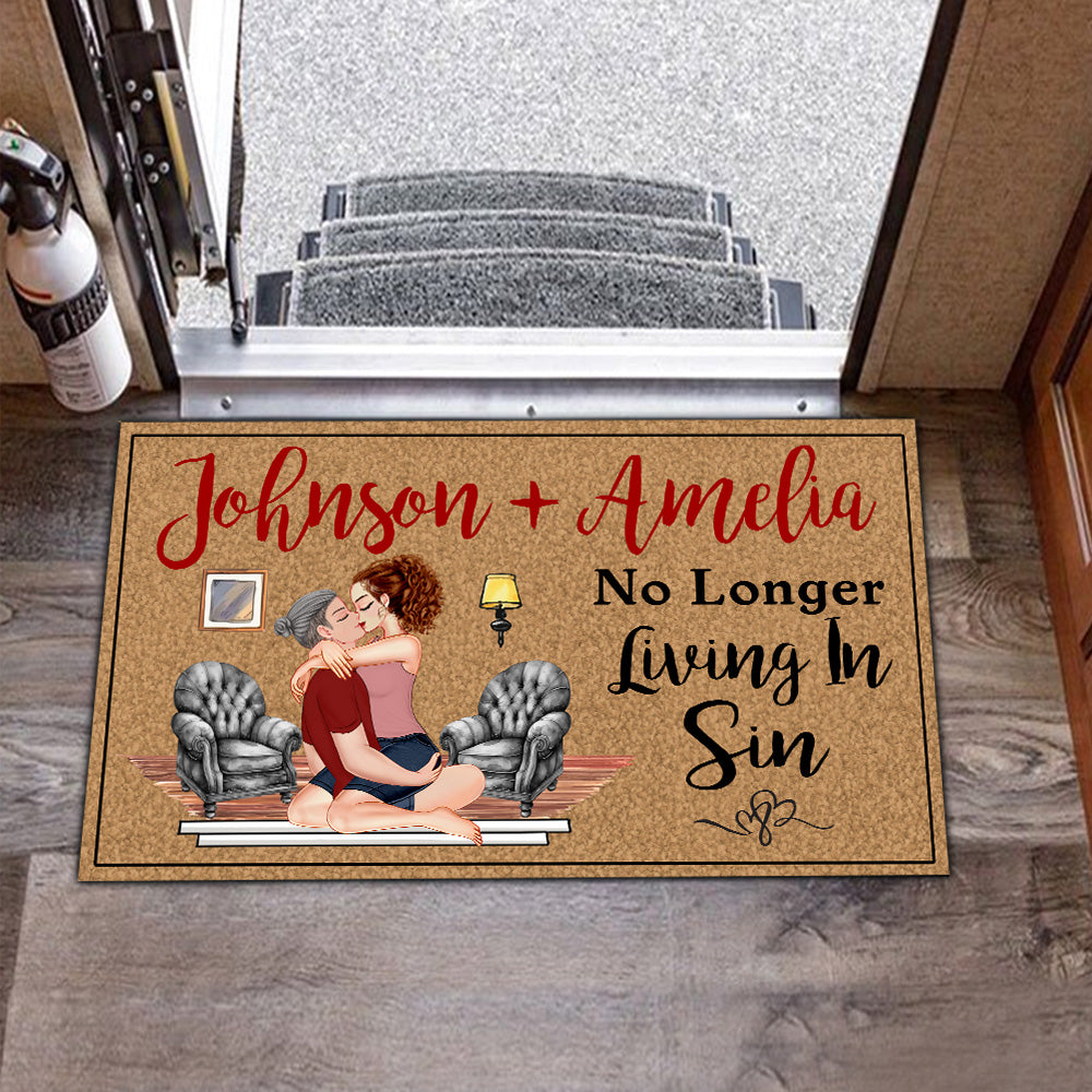 Personalized Doormat For Couples - Another Year Living In Sin NA04 Nh00