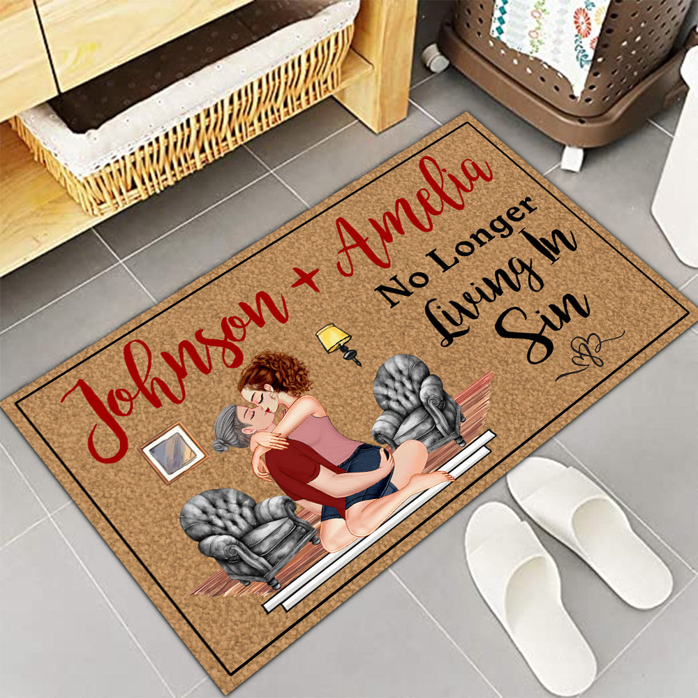 Personalized Doormat For Couples - Another Year Living In Sin NA04 Nh00