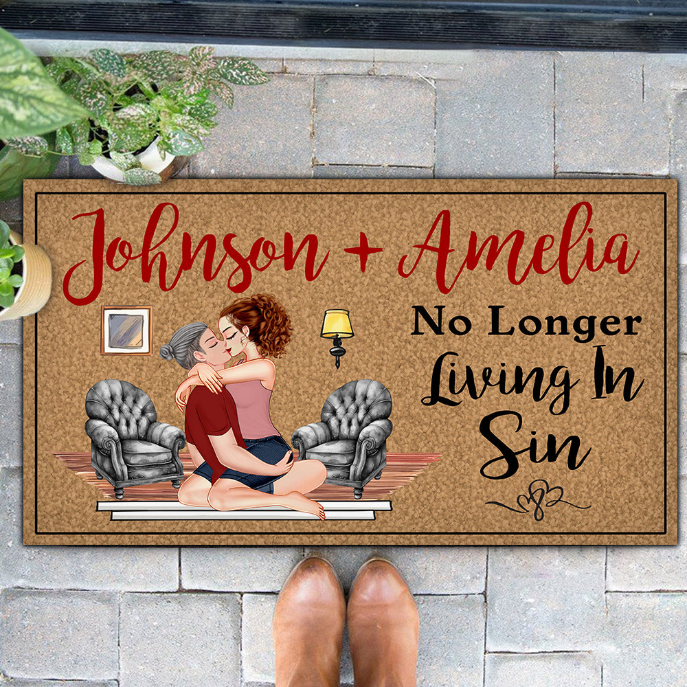 Personalized Doormat For Couples - Another Year Living In Sin NA04 Nh00