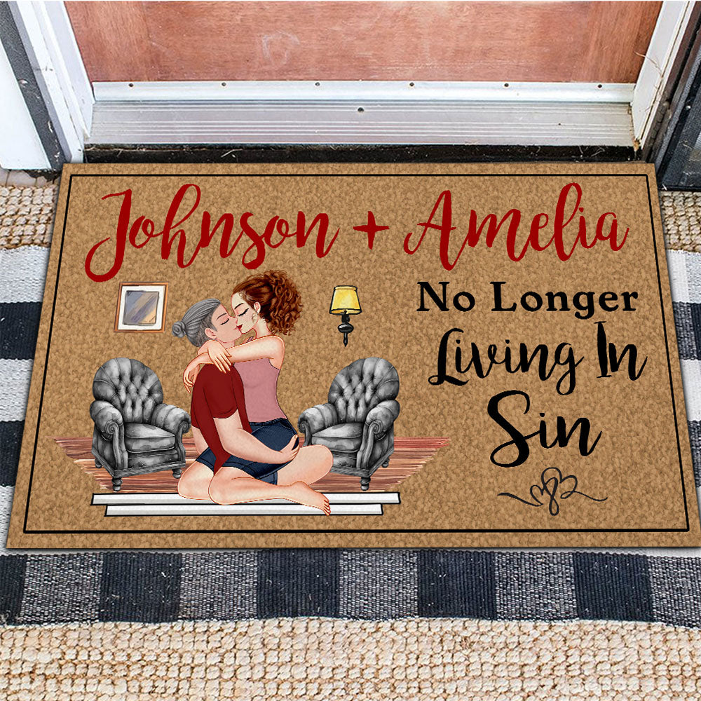 Personalized Doormat For Couples - Another Year Living In Sin NA04 Nh00