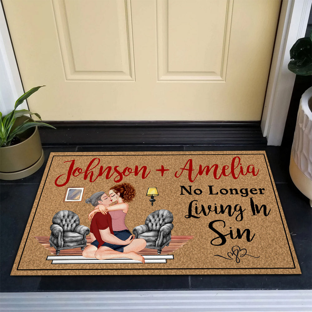 Personalized Doormat For Couples - Another Year Living In Sin NA04 Nh00