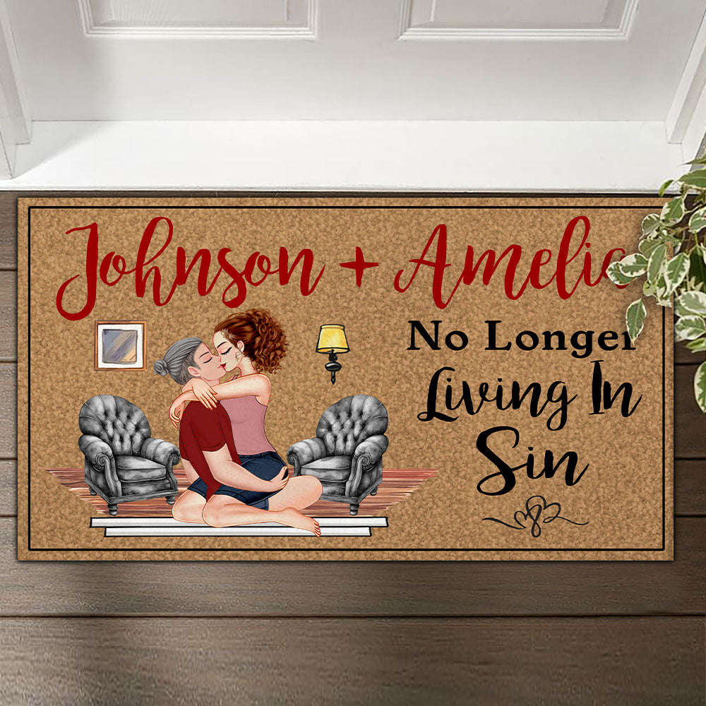 Personalized Doormat For Couples - Another Year Living In Sin NA04 Nh00