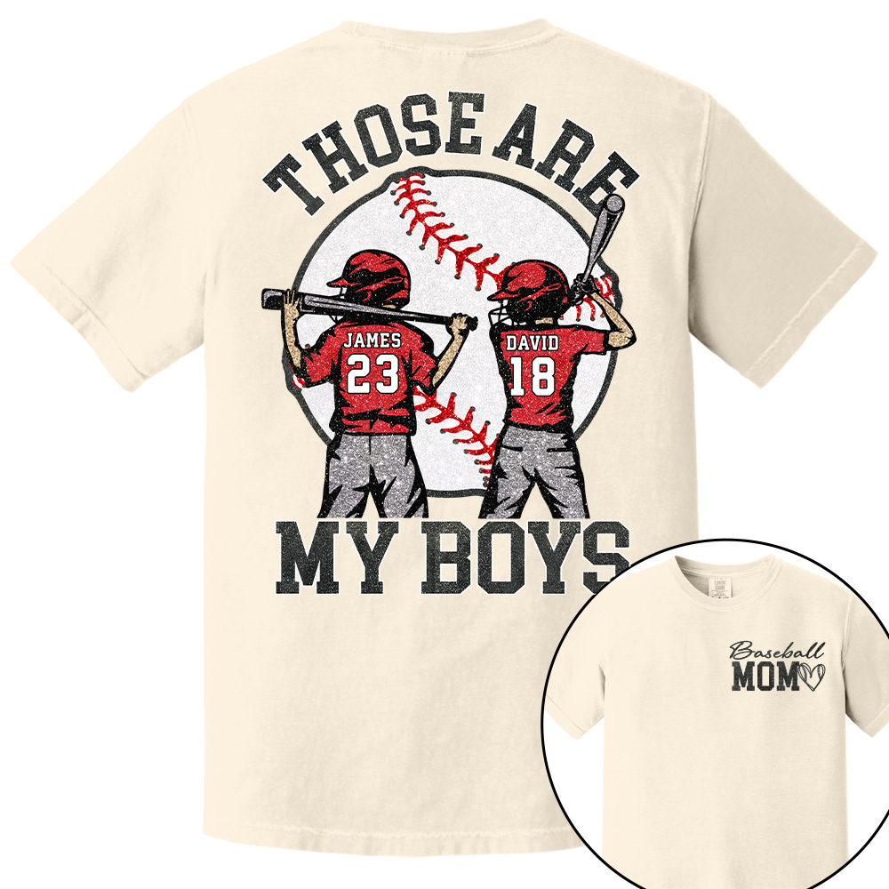 Personalized Baseball Mom Shirt, Those Are My Boy Sweatshirt, Baseball Kids Game Day Tee, Retro Cheer Mom Tee Hv01