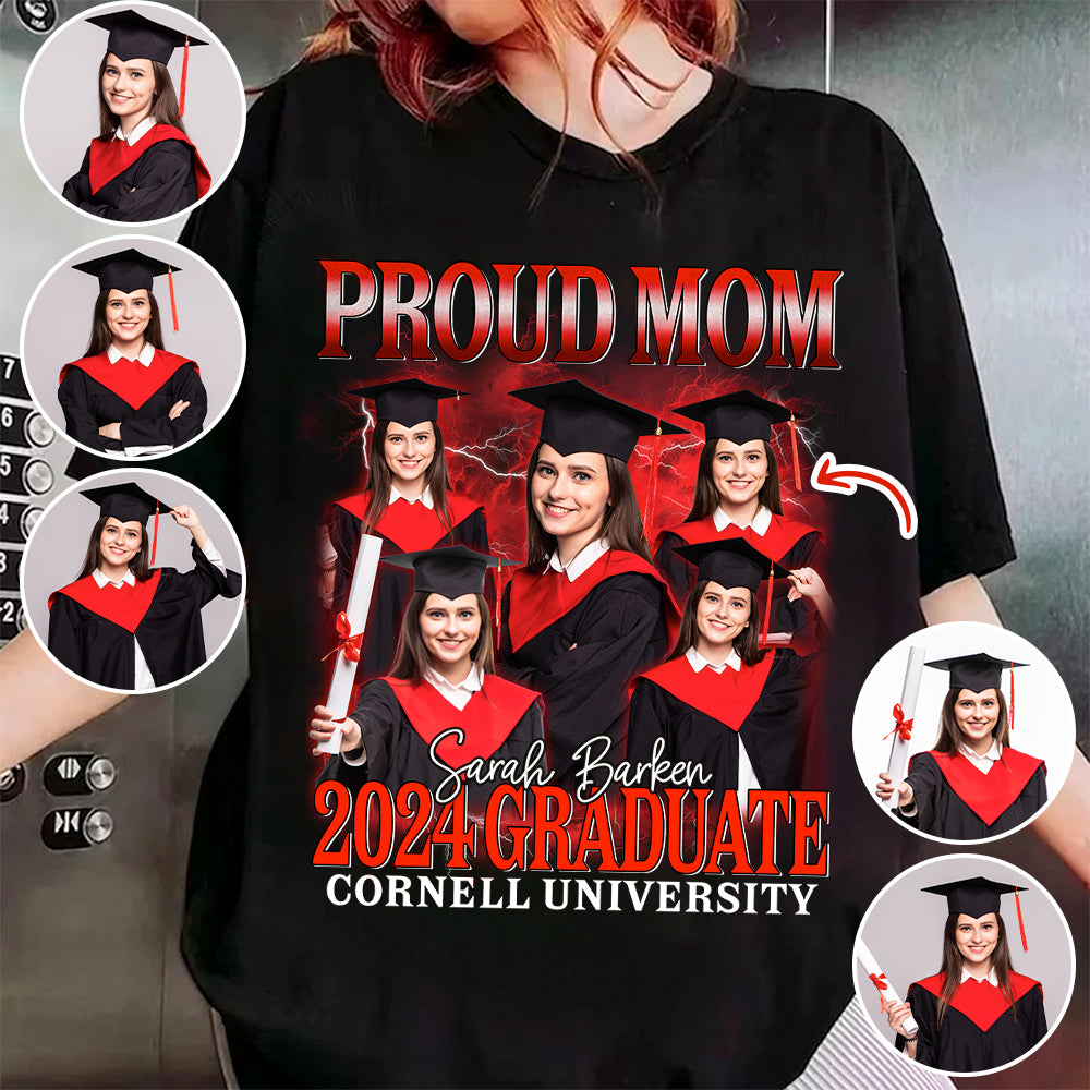 Custom Photo Graduate Shirt, Personalized 2024 Graduation Shirts For Family Member