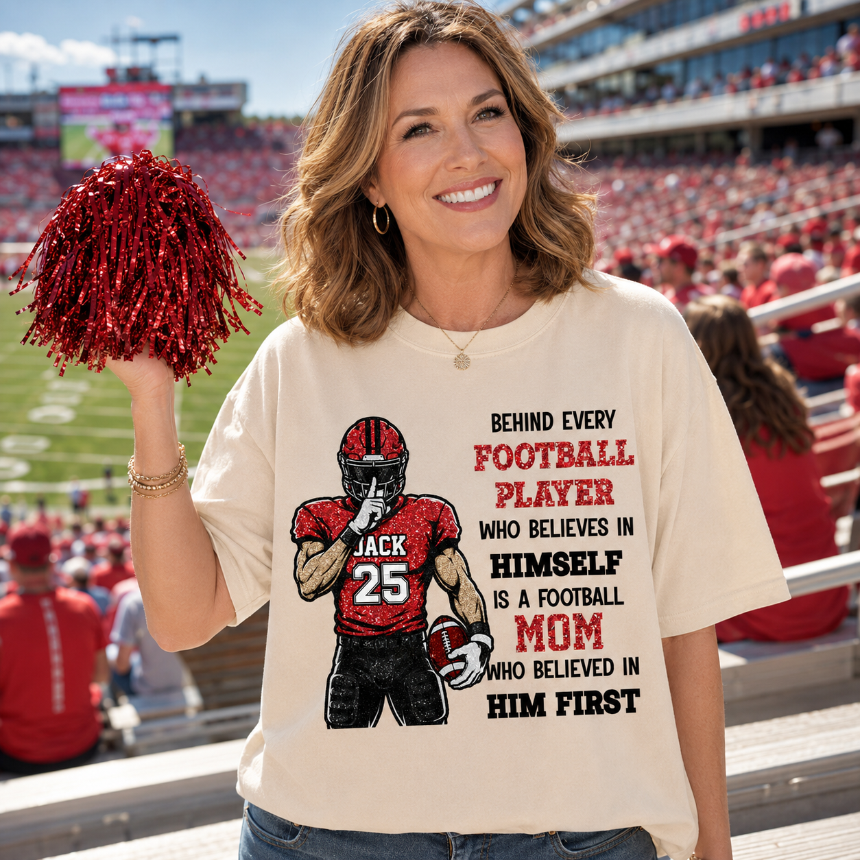 Behind Every Football Player Shirt Gift For Her Him Sports Mom L0411 VH01
