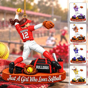 Just A Girl Who Loves Softball, Personalized Softball Ornament, Custom Player Name Gift, Gift For Softball Players Softball Lover Ver3 MI209 Hv01