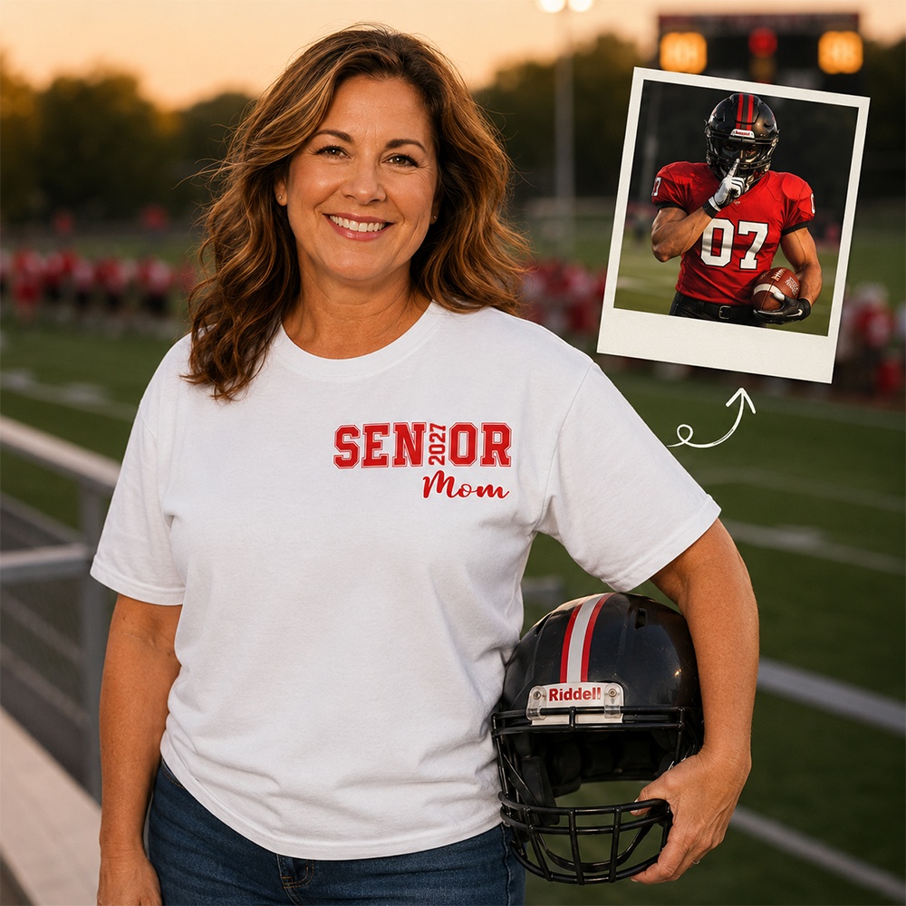 Custom Senior Mom 2027 Football Player Shirt, For Football Lovers L0411 Hv01