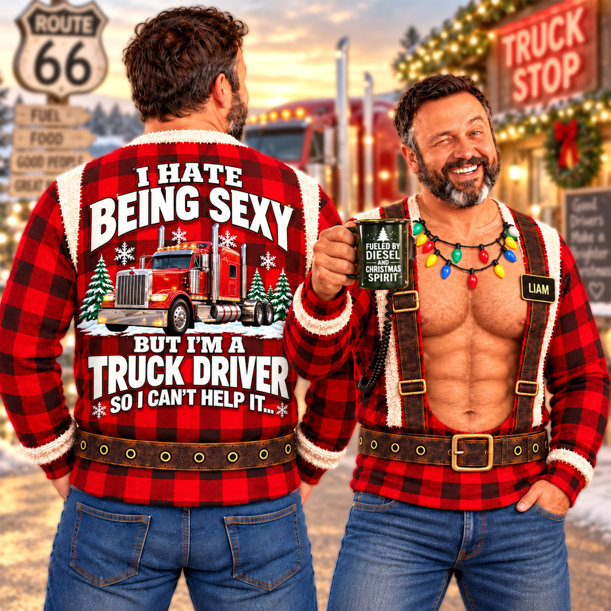 I Hate Being Sexy But I’m a Truck Driver - Funny Truck Driver Christmas Ugly All Over Print Shirt –  Personalized Trucker Gift A2110 Hv01 NT01