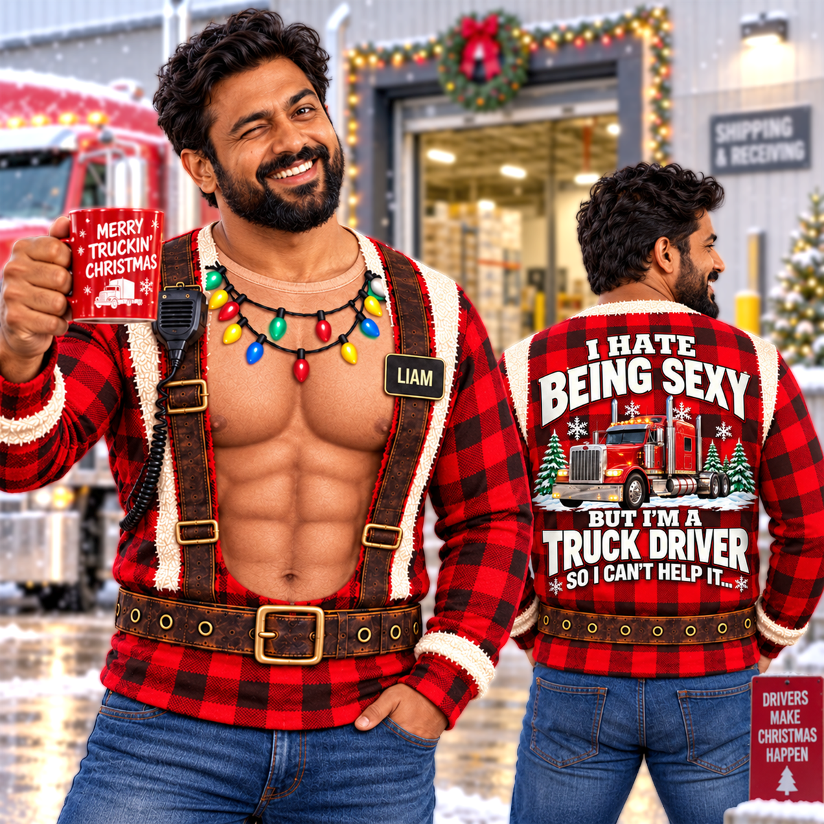 I Hate Being Sexy But I’m a Truck Driver - Funny Truck Driver Christmas Ugly All Over Print Shirt –  Personalized Trucker Gift A2110 Hv01 NT01