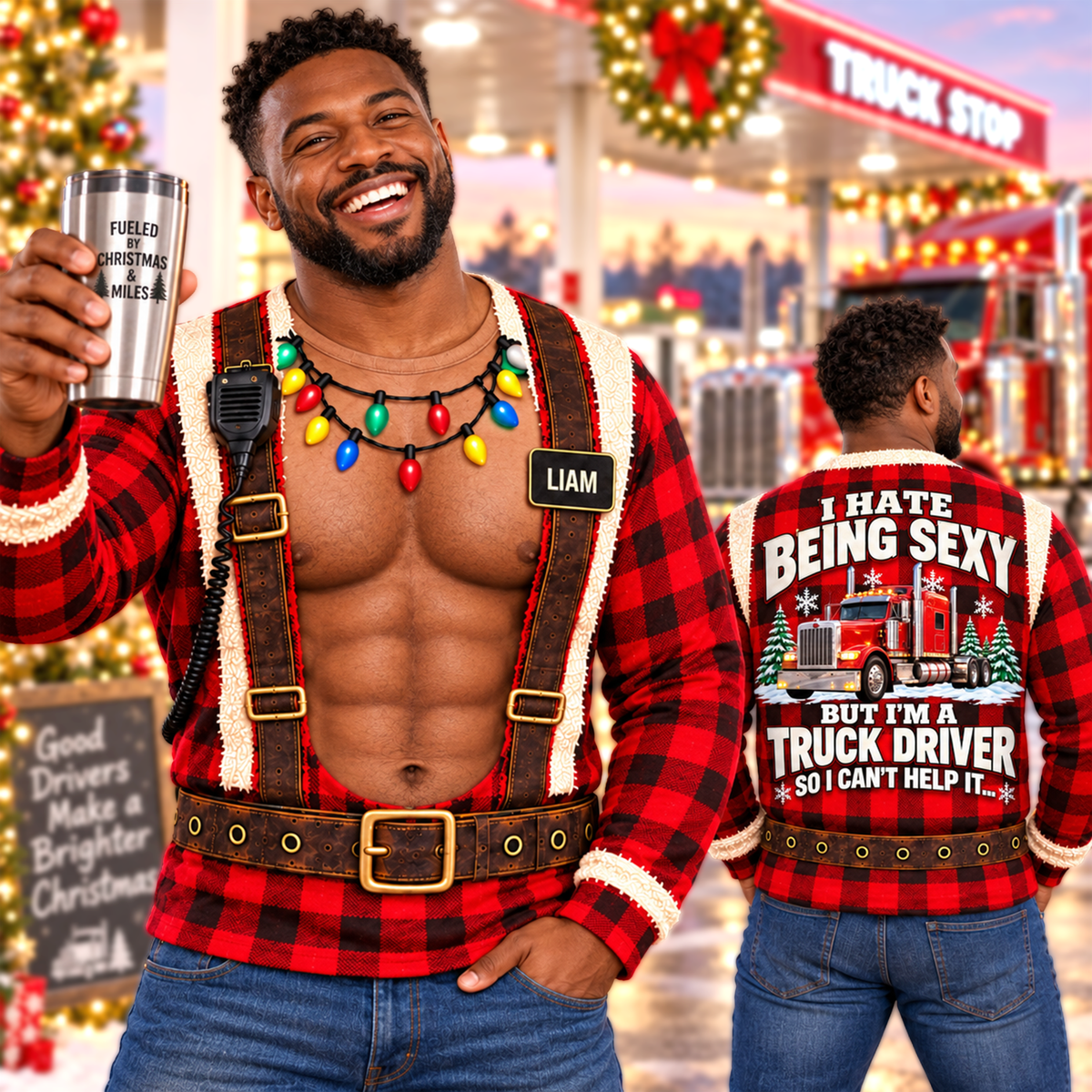 I Hate Being Sexy But I’m a Truck Driver - Funny Truck Driver Christmas Ugly All Over Print Shirt –  Personalized Trucker Gift A2110 Hv01 NT01