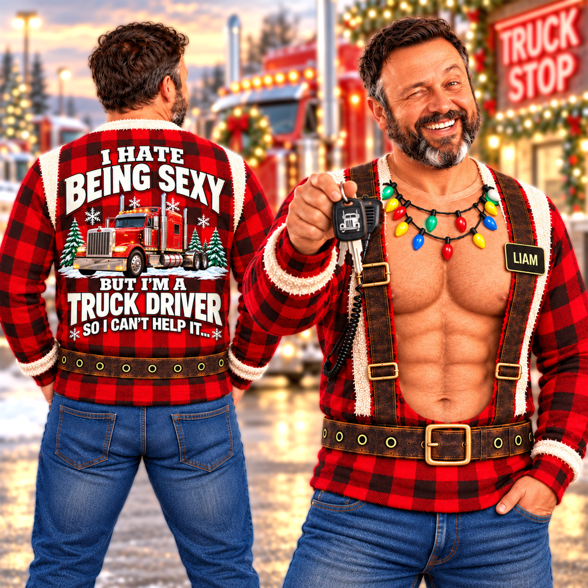 I Hate Being Sexy But I’m a Truck Driver - Funny Truck Driver Christmas Ugly All Over Print Shirt –  Personalized Trucker Gift A2110 Hv01 NT01