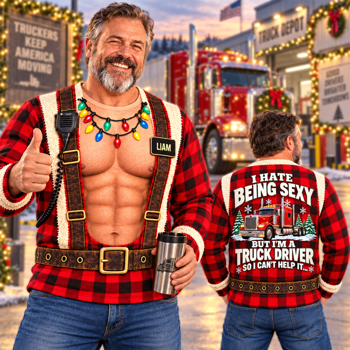 I Hate Being Sexy But I’m a Truck Driver - Funny Truck Driver Christmas Ugly All Over Print Shirt –  Personalized Trucker Gift A2110 Hv01 NT01