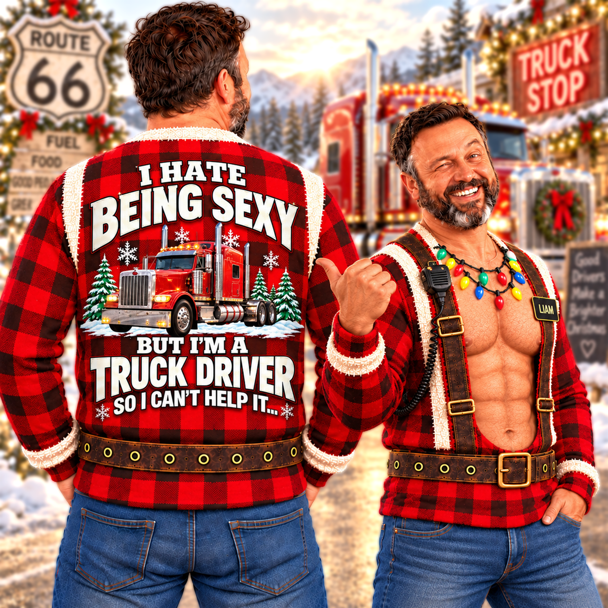 I Hate Being Sexy But I’m a Truck Driver - Funny Truck Driver Christmas Ugly All Over Print Shirt –  Personalized Trucker Gift A2110 Hv01 NT01