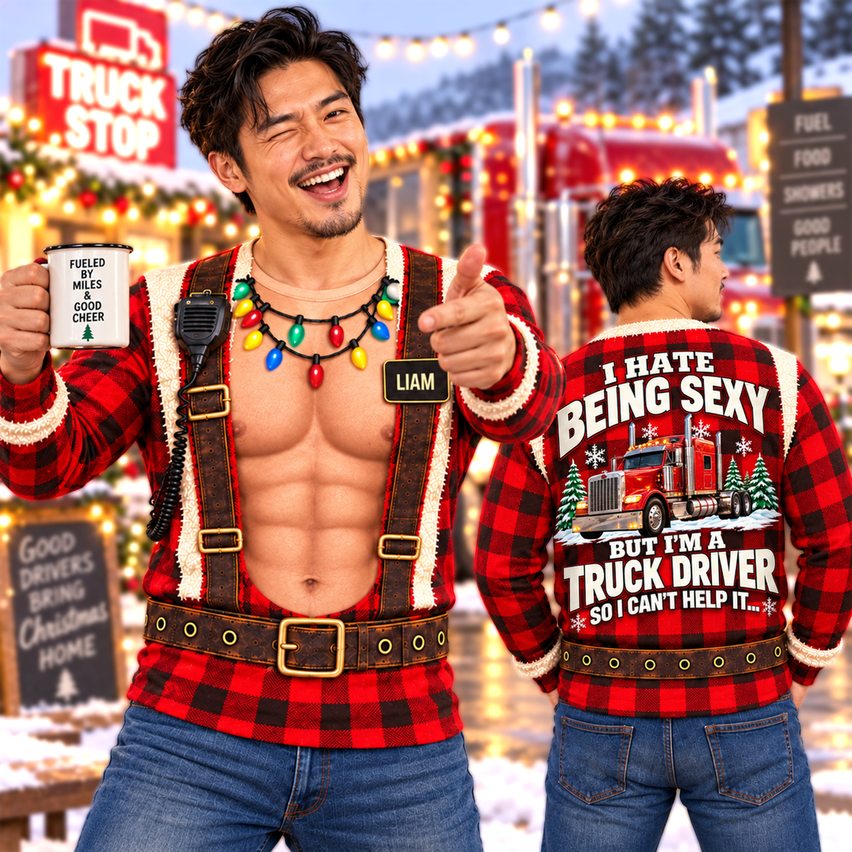 I Hate Being Sexy But I’m a Truck Driver - Funny Truck Driver Christmas Ugly All Over Print Shirt –  Personalized Trucker Gift A2110 Hv01 NT01
