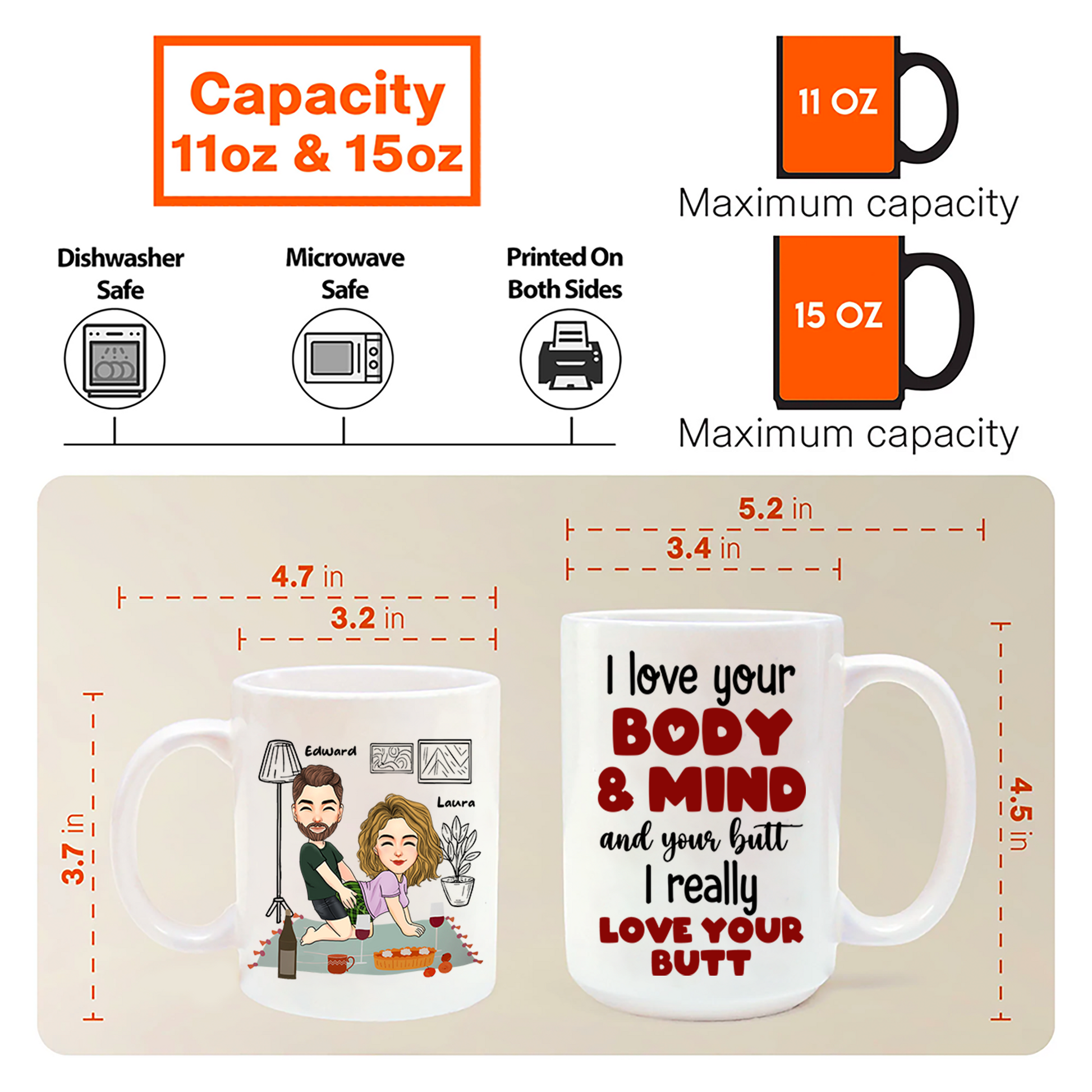 I Really Love Your Butt Personalized Mug, Funny Gift For Couple Pa00