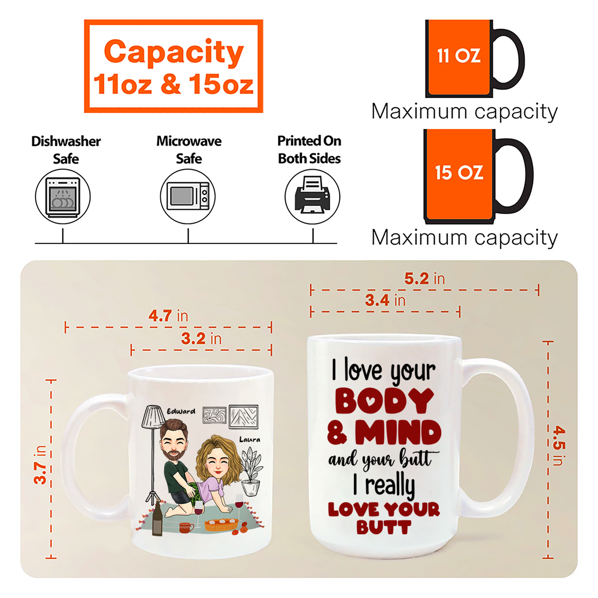 I Really Love Your Butt Personalized Mug, Funny Gift For Couple Pa00