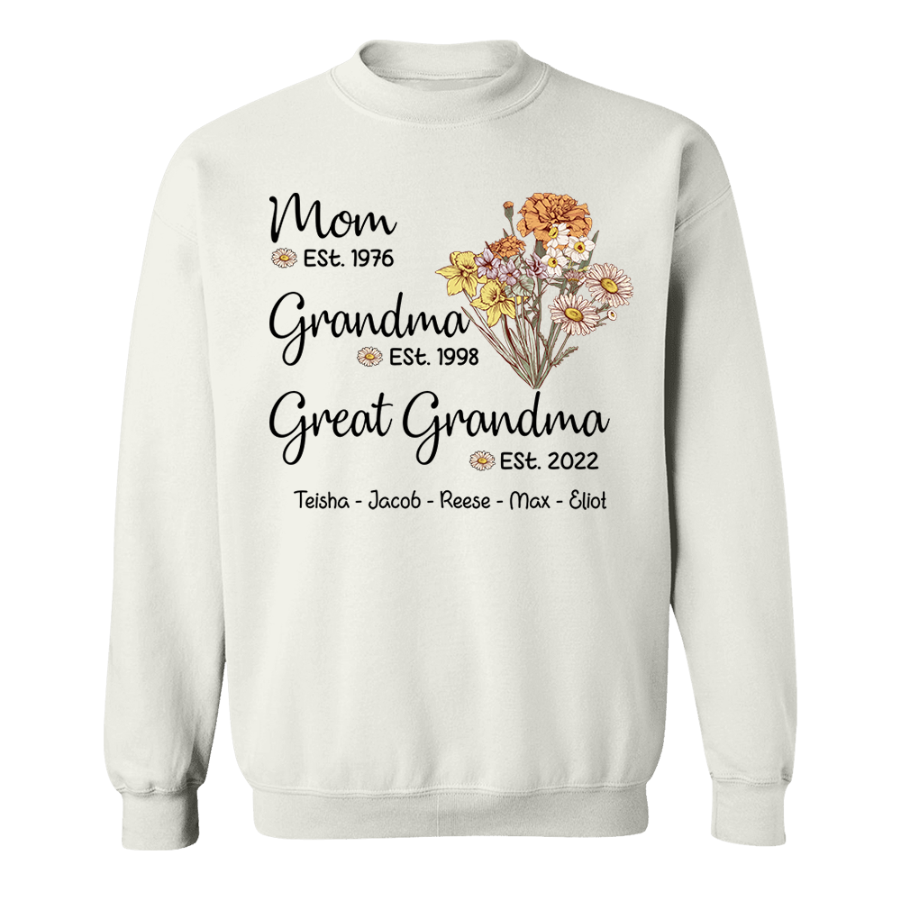 Personalized Wildflower Mom Est Grandma Est Great Grandma Est ,Mother's Day Gift