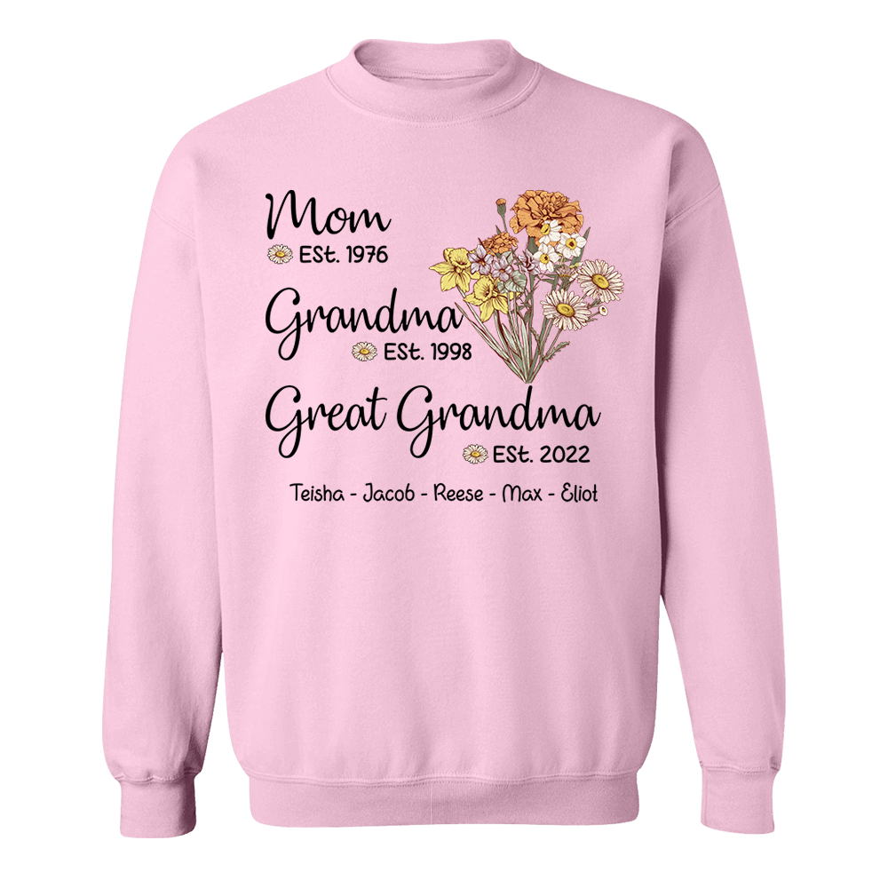 Personalized Wildflower Mom Est Grandma Est Great Grandma Est ,Mother's Day Gift
