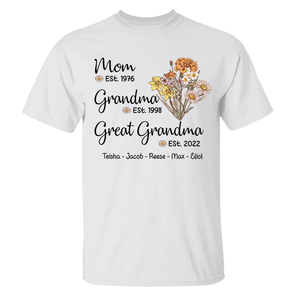 Personalized Wildflower Mom Est Grandma Est Great Grandma Est ,Mother's Day Gift