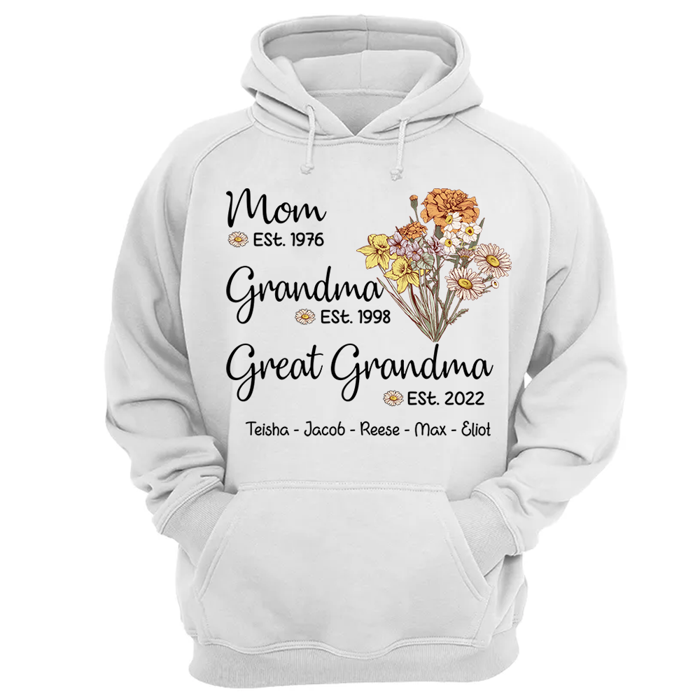 Personalized Wildflower Mom Est Grandma Est Great Grandma Est ,Mother's Day Gift